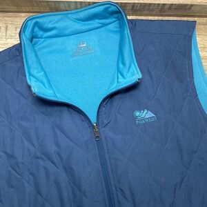 Peter Millar Crown Sport Reversible Quilted Full Zip Vest Blue Golf Men's‎ XL